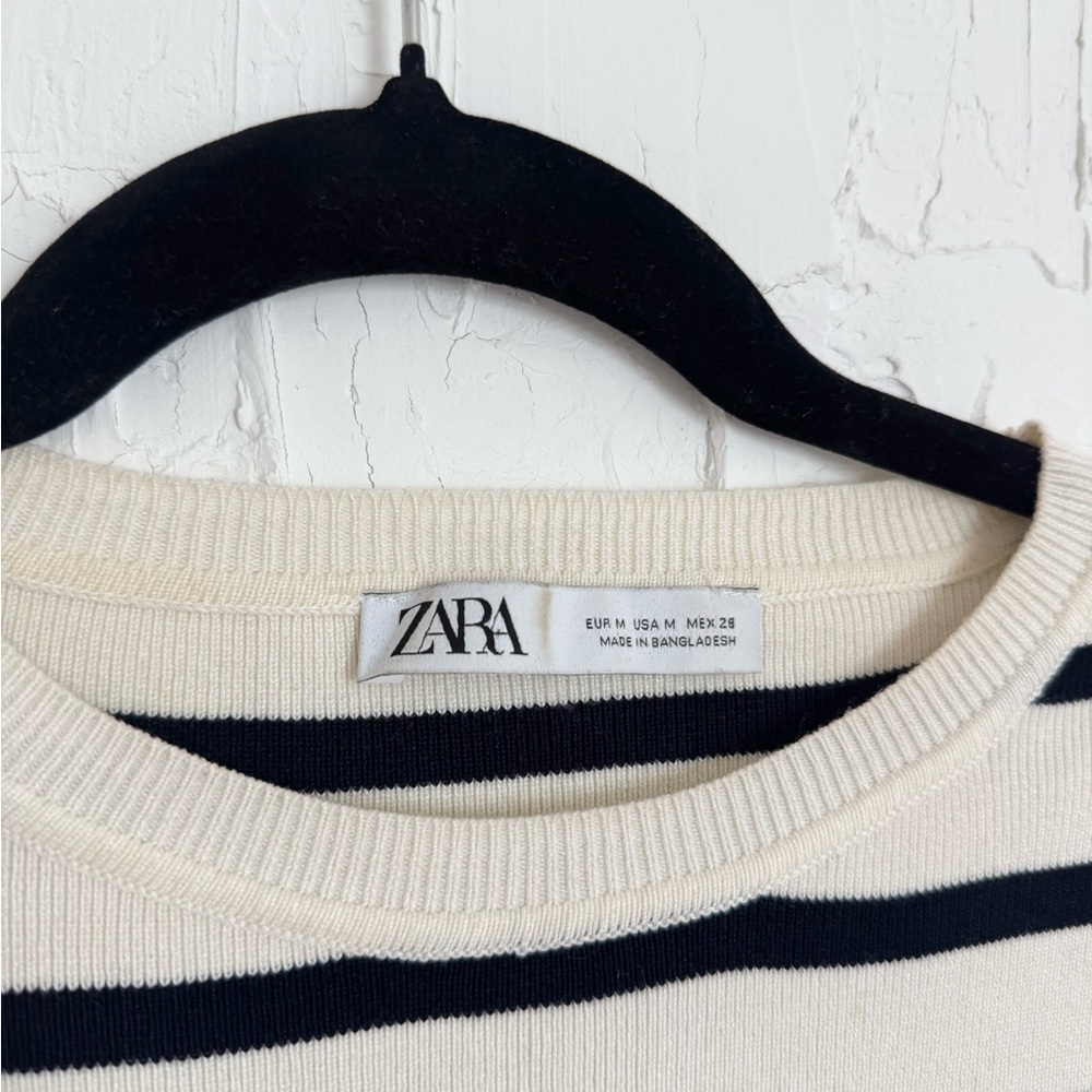 Zara Black/Cream Striped Baby Tee ✨🐚🌊🫧 - Picture 4 of 5